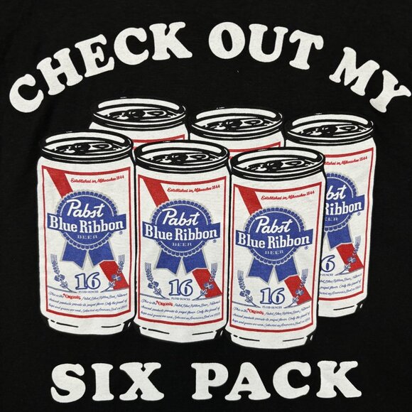 Pabst Blue Ribbon “Check Out My Six Pack” Graphic T-Shirt Size XXL - Picture 2 of 4